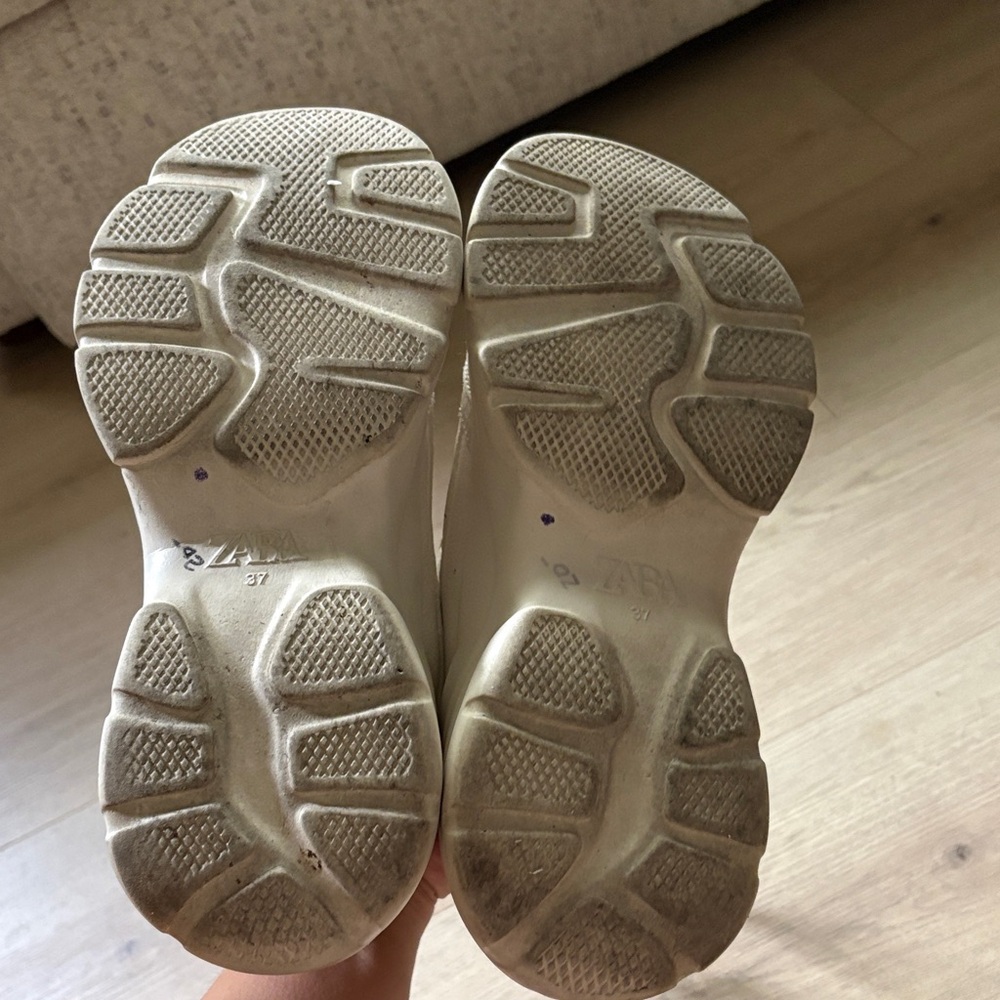 Zara Womens Cream Low-Top Casual Sneakers - Picture 5 of 7